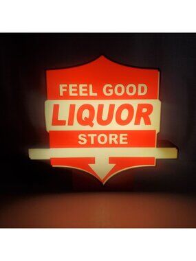 Feel Good Liquor Store LED Light Box – Vintage Style Home Bar Sign